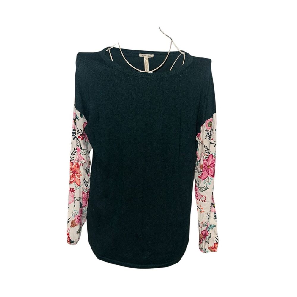 BEAUTIFUL Matilda Jane Fancy & Flouncy Sweater Womens Green Floral Long Sleeve S